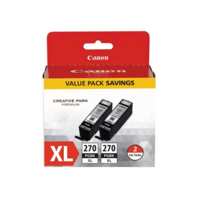 Canon 0319C005 PGI-270XL OEM HY Ink Dual Pack, Pigment Black