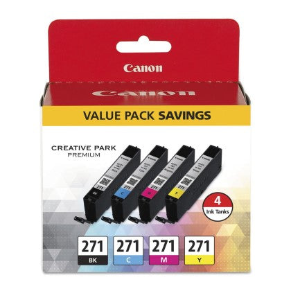 Canon 0390C005 CLI-271 OEM Ink Set, B/C/M/Y