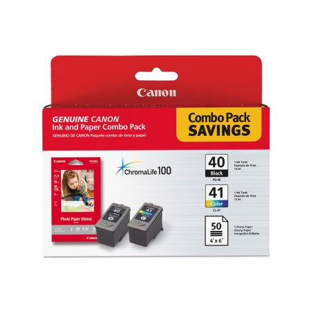 Canon 0615B009 PG-40 / CL-41 OEM Ink & Glossy Paper Set, Black/Color