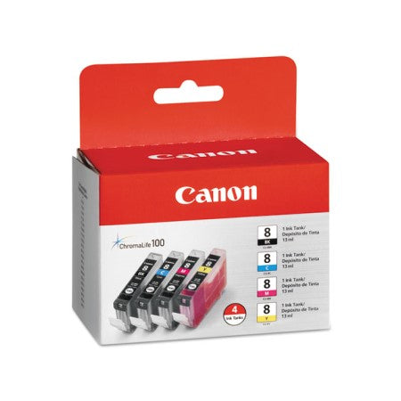 Canon 0620B010 CLI-8 OEM Ink Set, B/C/M/Y