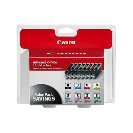 Canon 0620B015 CLI-8 OEM Ink Set, Black/Colors