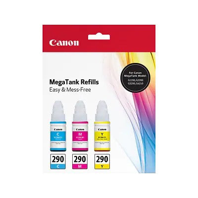 Canon 1596C005 GI-290 OEM Ink Set, C/M/Y