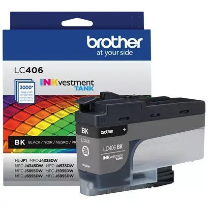 Brother LC406BKS OEM Ink Cartridge, 3k Pages, Black