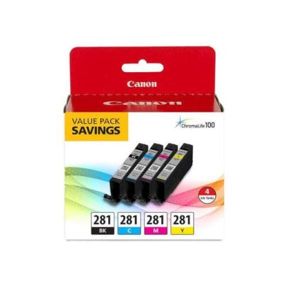 Canon 2091C006 CLI-281 OEM Ink & Photo Paper Set, B/C/M/Y