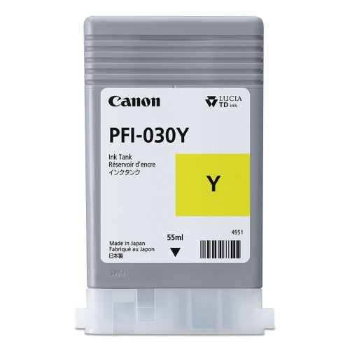 Canon 3492C001 PFI-030Y OEM Ink Cartridge, 55ml Pages, Yellow