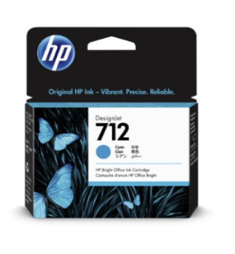 HP 712 3ED67A OEM Ink Cartridge, 29ml Pages, Cyan