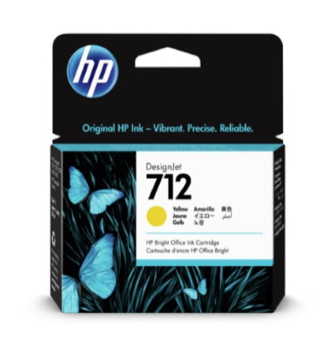 HP 712 3ED69A OEM Ink Cartridge, 29ml Pages, Yellow
