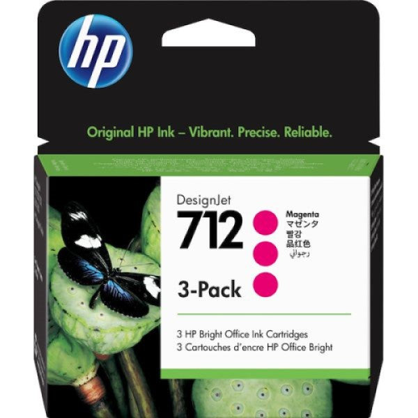 HP 712 3ED78A OEM Ink Cartridge, 3 Pack, Magenta