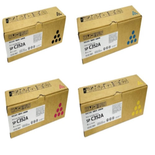 Ricoh 408211 Type SP-C352A OEM Toner Set, B/C/M/Y