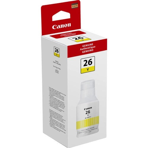 Canon 4423C001 GI-26 OEM HY Ink Bottle, 14k Pages, Pigment Yellow
