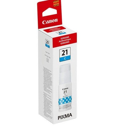 Canon 4537C001 GI-21 OEM Ink Bottle, 70mL, Cyan