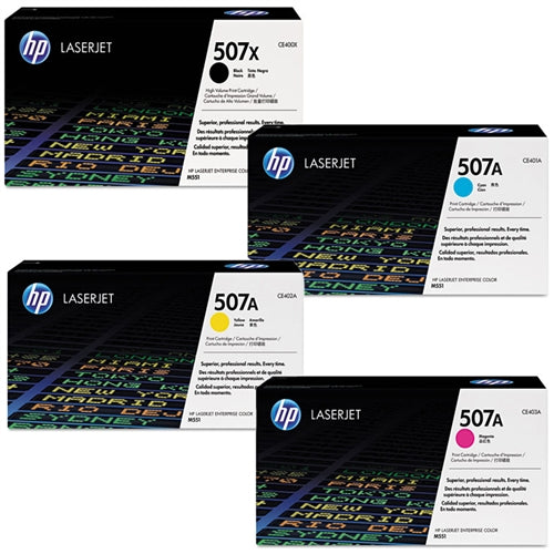 HP 507 OEM Toner Set, Contains B/C/M/Y.
