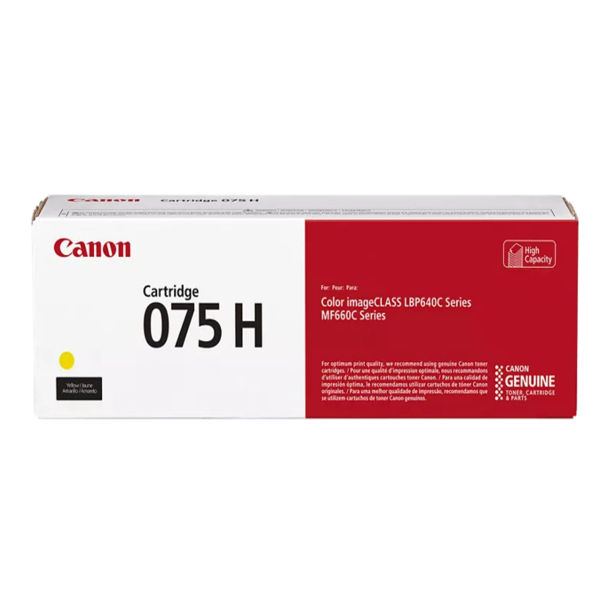 Canon 6366C001AA CRG 075H HY Toner Cartridge, 2.5K Pages, Yellow