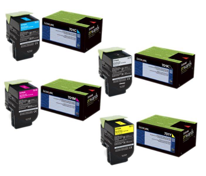 Lexmark 70C10K0 701K OEM Toner Set, B/C/M/Y