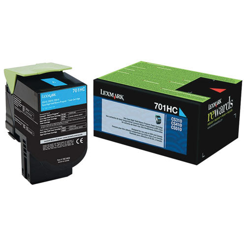 Lexmark 70C1HC0 701HC OEM HY Toner Cartridge, 3K pages, Cyan