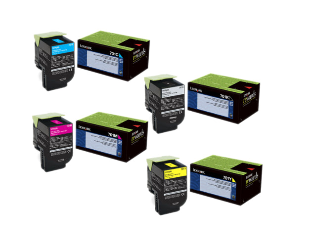 Lexmark 70C1HK0 701HK OEM HY Toner Set, B/C/M/Y