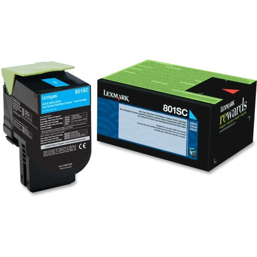 Lexmark 80C1HC0 801HC OEM HY Toner Cartridge, 3K pages, Cyan