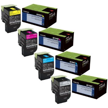 Lexmark 80C1HK0 801HK OEM HY Toner Set, B/C/M/Y