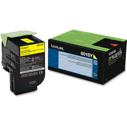 Lexmark 80C1HY0 801HY OEM HY Toner Cartridge, 3K pages, Yellow