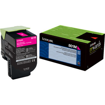 Lexmark 80C10M0 801M OEM Toner Cartridge, 1K pages, Magenta