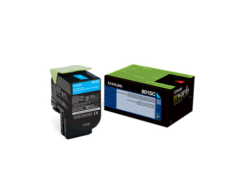 Lexmark 80C1SC0 801SC OEM Toner Cartridge, 2K pages, Cyan