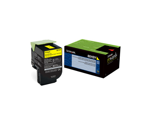 Lexmark 80C1SY0 801SY OEM Toner Cartridge, 2K pages, Yellow