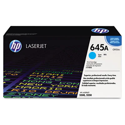 HP 645A C9731A OEM Toner Cartridge, 12K pages, Cyan