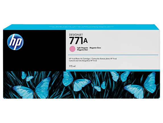 HP 771A B6Y19A OEM Inkjet Cartridge, 775 ML, Light Magenta