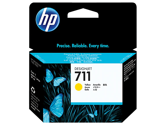 HP 711 CZ132A OEM Inkjet Cartridge, 29 ML, Yellow