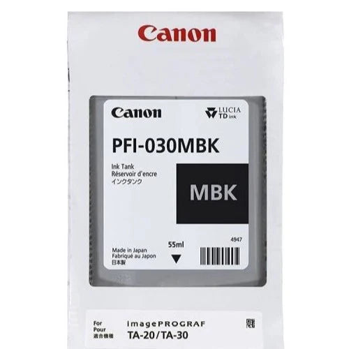 Canon 3488C001 PFI-030MBK OEM Ink Cartridge, 55ml Pages, Matte Black