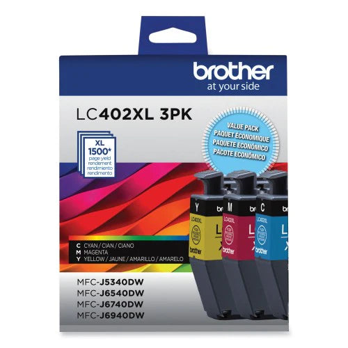 Brother LC402XL 3PK OEM HY Ink 3 Pack, C/M/Y