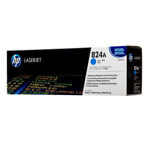 HP 824A CB381A OEM Toner Cartridge, 21K pages, Cyan