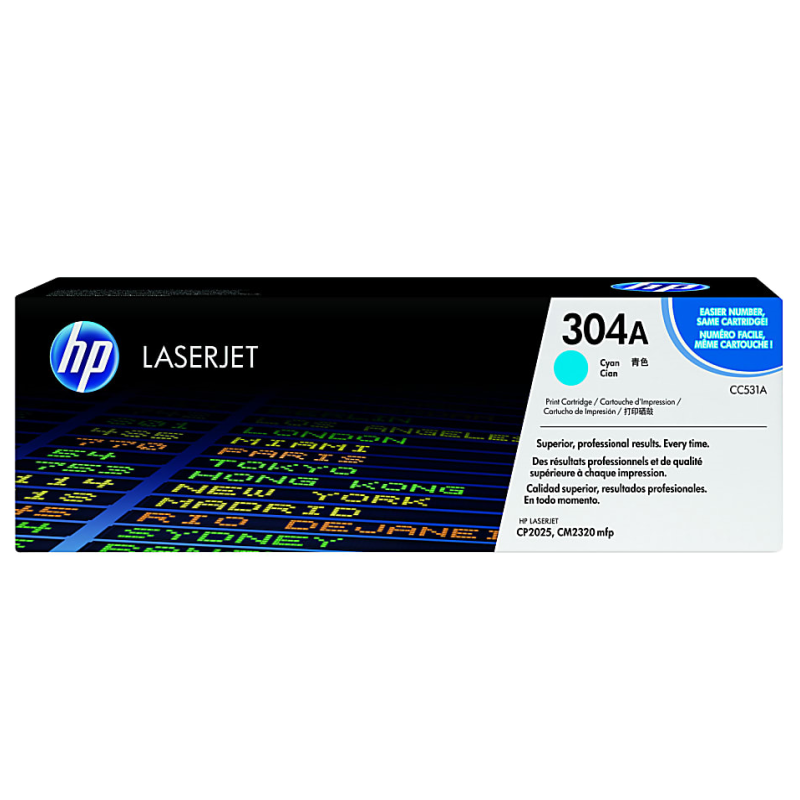 HP 304A CC531A OEM Toner Cartridge, 2800 pages, Cyan