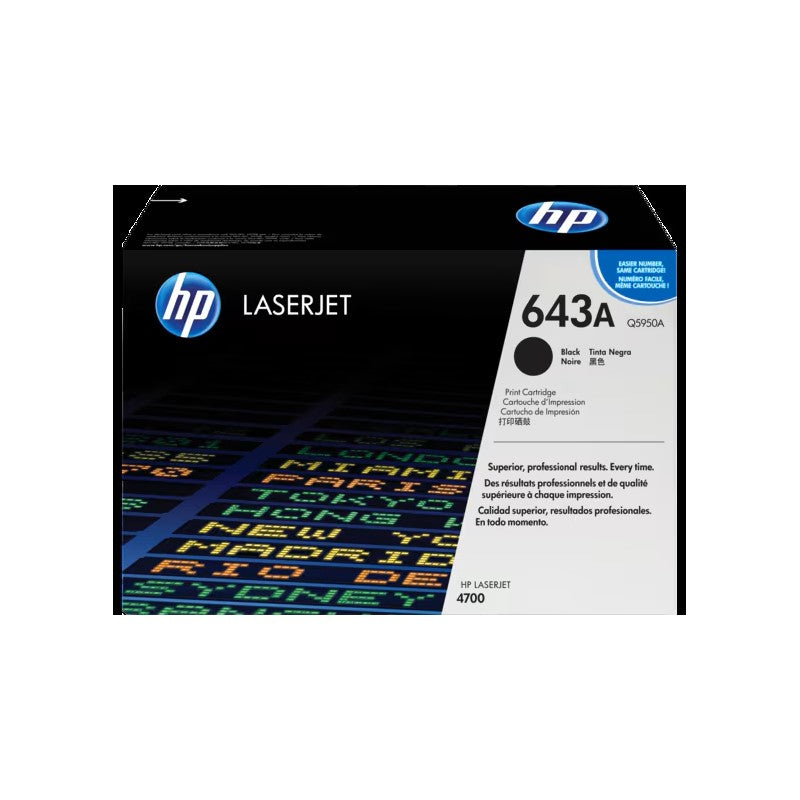 HP 643A Q5950A OEM Toner Cartridge, 11K pages, Black