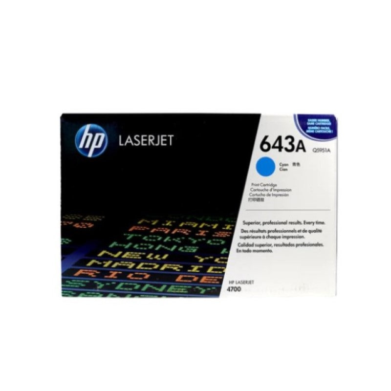 HP 643A Q5951A OEM Toner Cartridge, 10K pages, Cyan