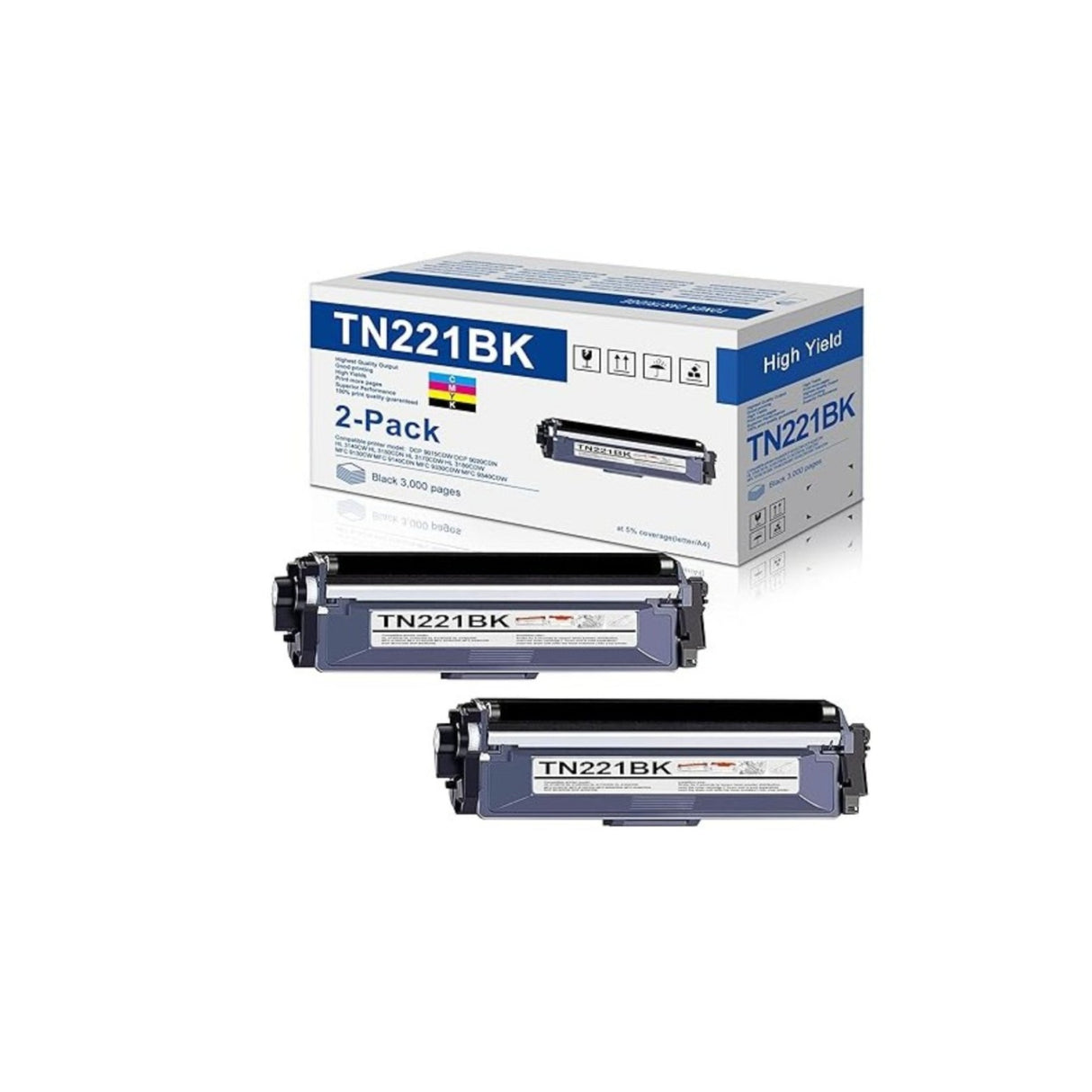 Brother TN221 2PK OEM Toner Dual Pack, 2 X 2.5K Pages, Black