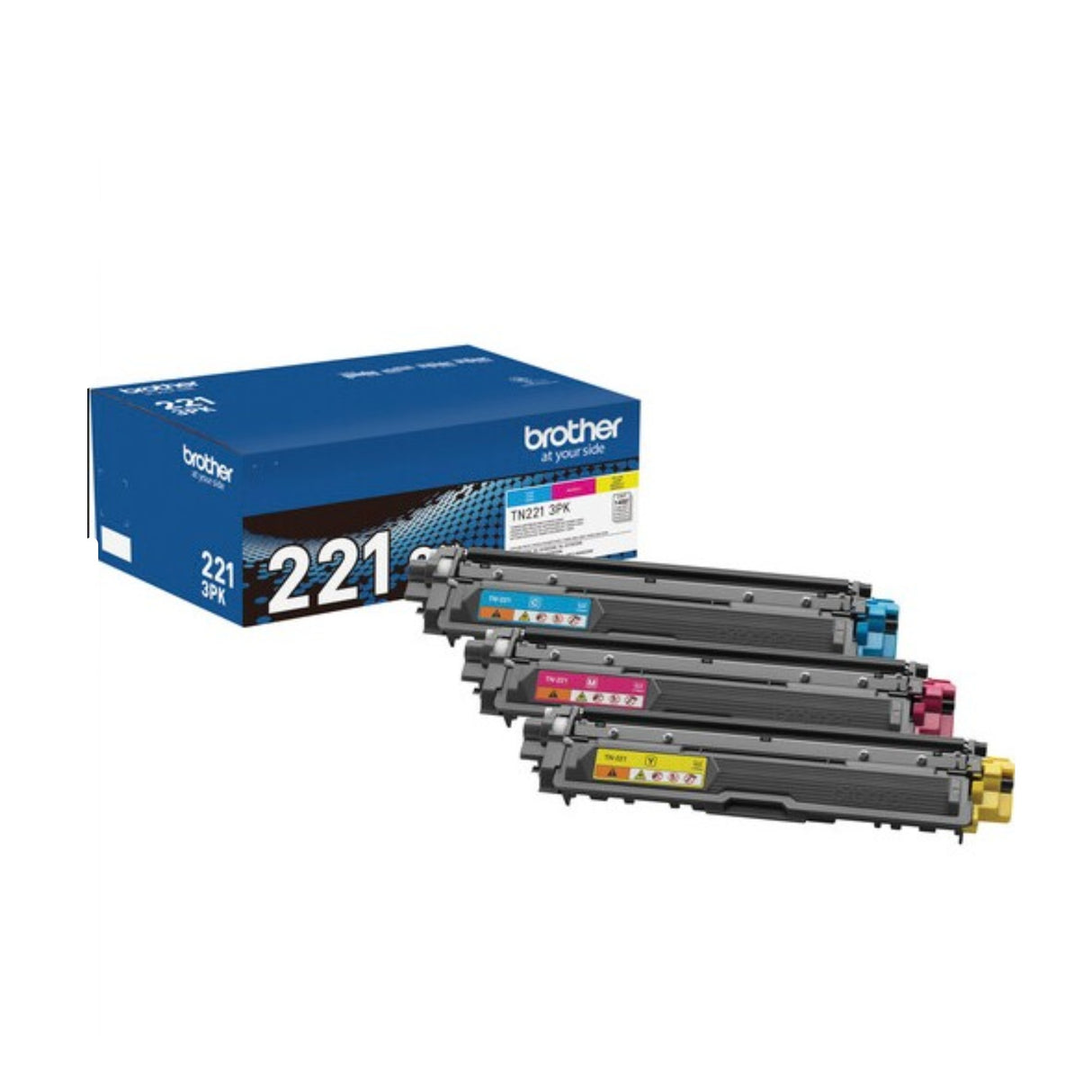 Brother TN221 3PK OEM Toner Set, 3 X 2.5K Pages, C/M/Y