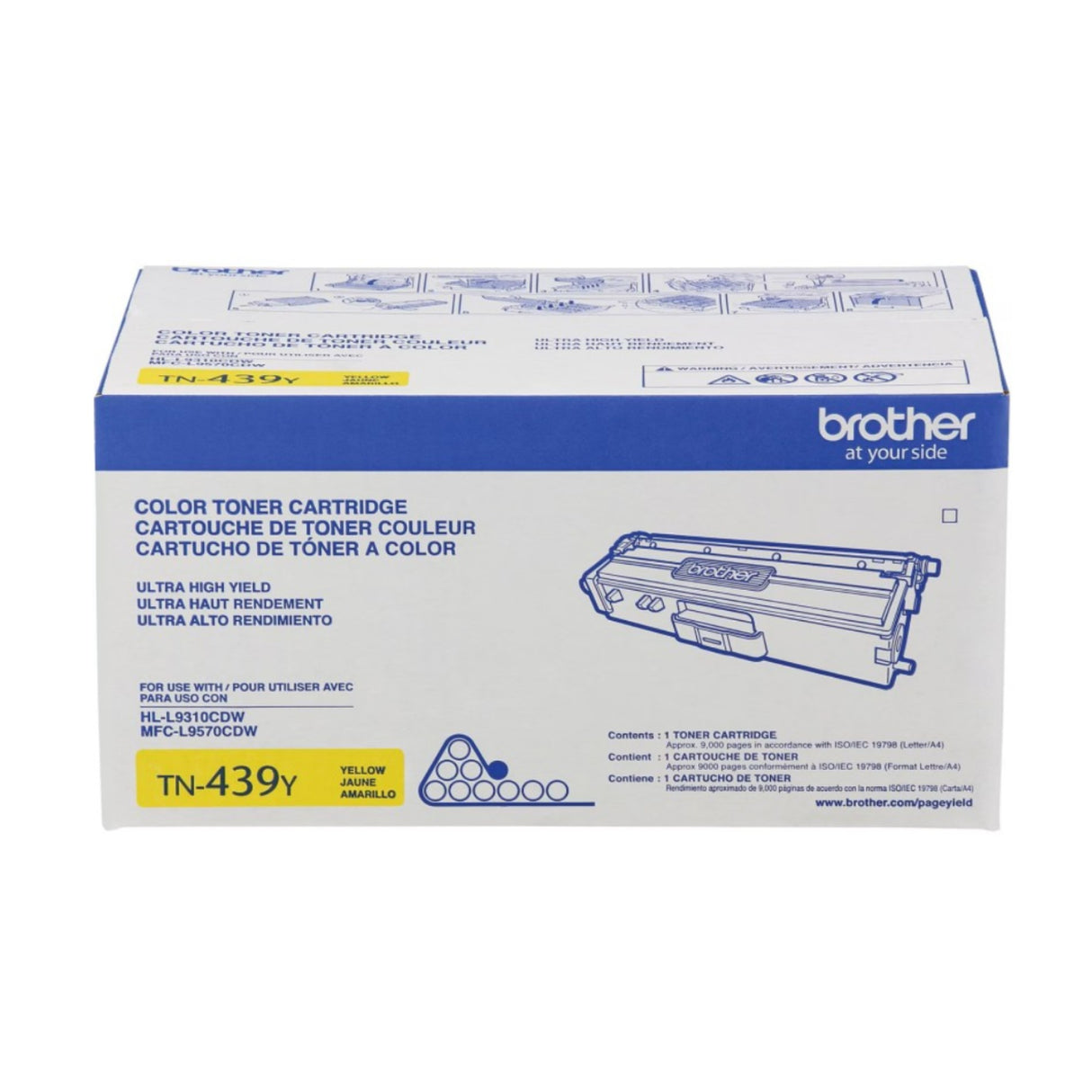 Brother TN439Y OEM Ultra HY Toner Cartridge, 9K Pages, Yellow