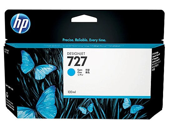 HP 727 B3P19A OEM Ink Cartridge, 130 ML pages, Cyan