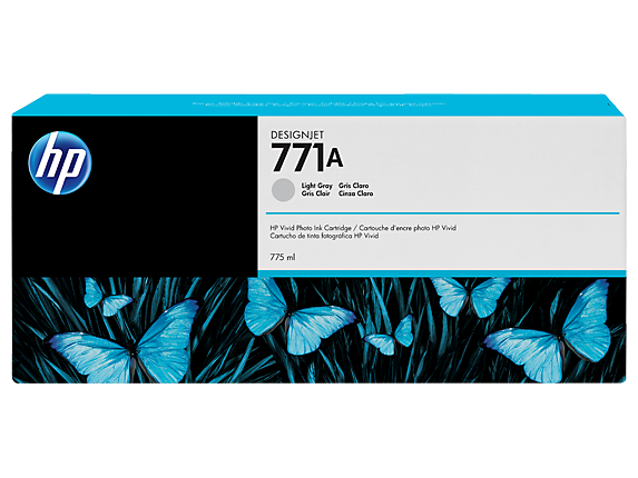 HP 771A B6Y22A OEM Inkjet Cartridge, 775 ML, Light Gray