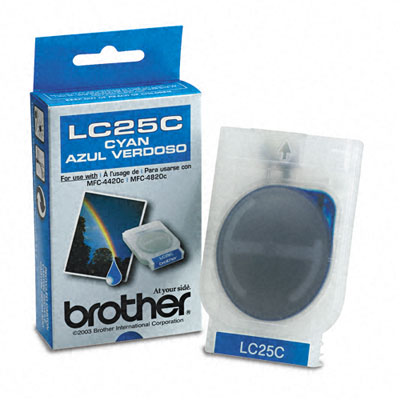 Brother LC25C OEM Ink Cartridge, 400 pages, Cyan