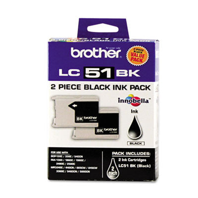 Brother LC512PKS OEM Ink Cartridge, 500 pages, Box of 2, Black