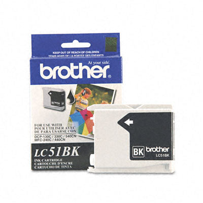 Brother LC51BK OEM Ink Cartridge, 500 pages, Black