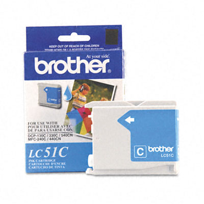 Brother LC51C OEM Ink Cartridge, 400 pages, Cyan