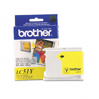 Brother LC51Y OEM Ink Cartridge, 400 pages, Yellow