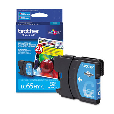 Brother LC65HYC OEM HY Ink Cartridge, 750 pages, Cyan