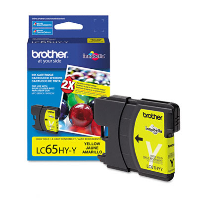 Brother LC65HYY OEM HY Ink Cartridge, 750 pages, Yellow