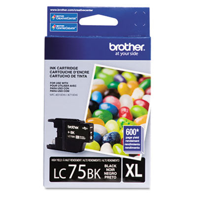 Brother LC75BK XL OEM Ink Cartridge, 600 pages, Black