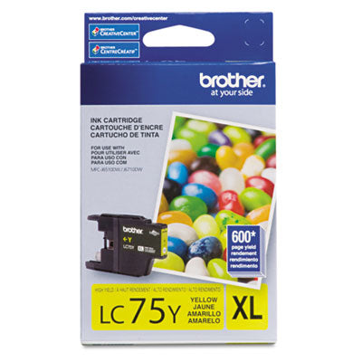 Brother LC75Y XL OEM Ink Cartridge, 600 pages, Yellow