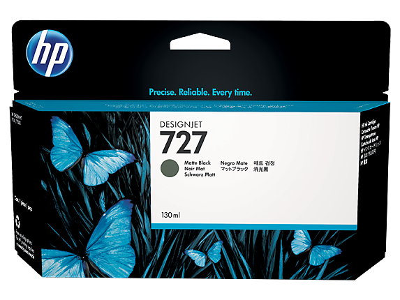 HP 727 C1Q12A OEM Ink Cartridge, 300 ML pages, Matte Black